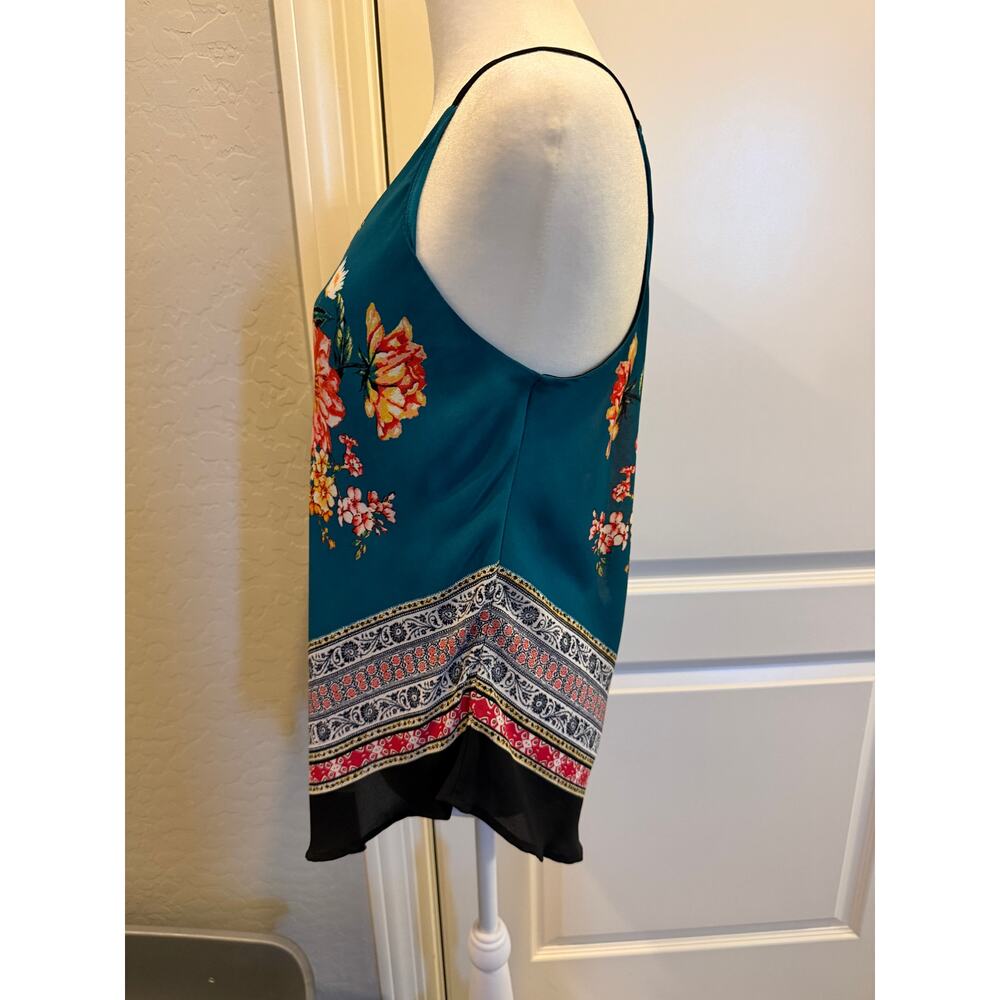 Floral Boho Cami Tank | Teal Multi Print | Size Medium - Picture 2 of 6